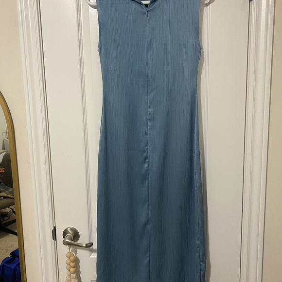 Zara Blue Mock Neck Sheath Dress - Picture 4 of 6